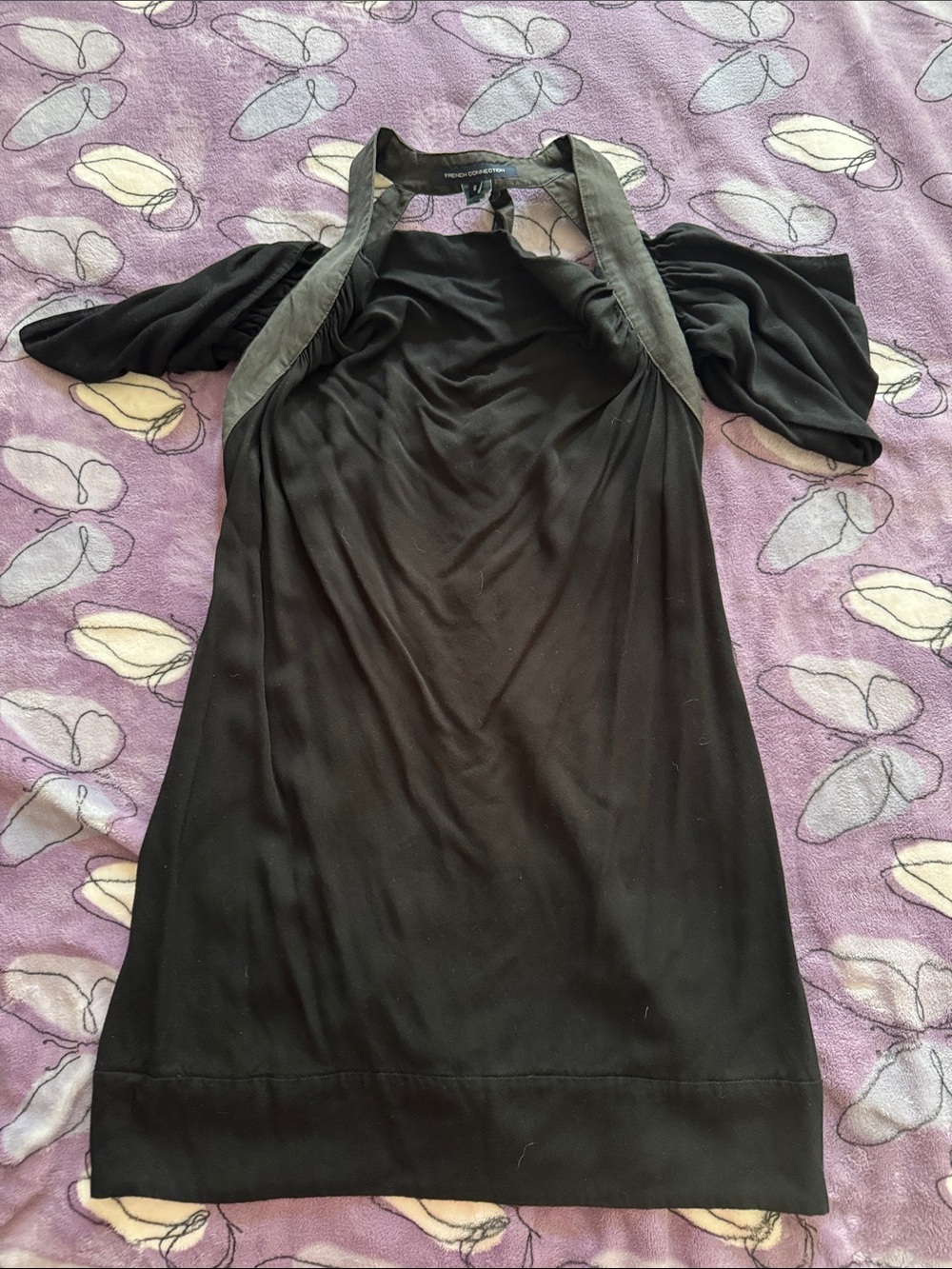French Connection Black Off-Shoulder Mini Dress